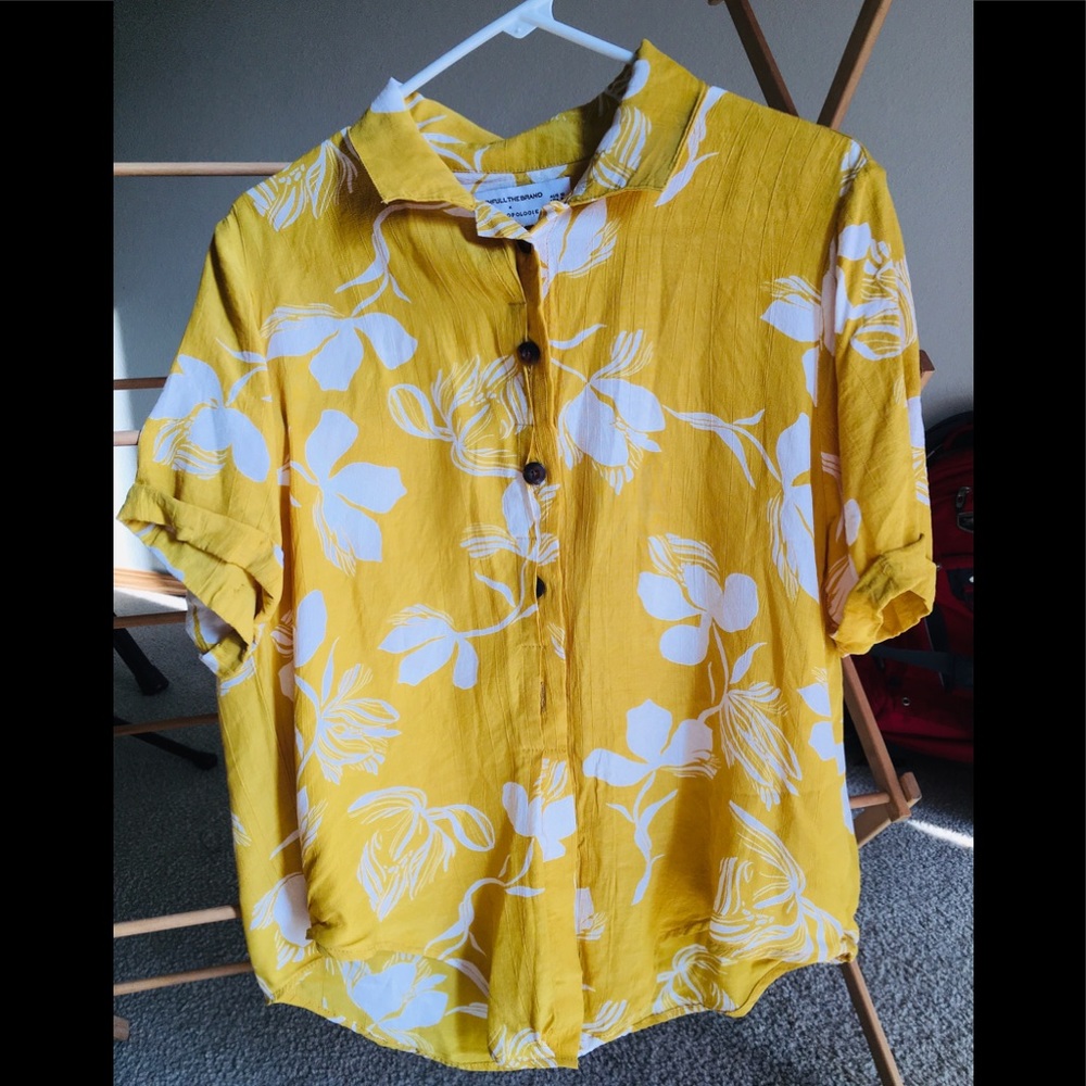 Faithful the Brand Anthropologie Button Down Floral Hawaiian Shirt